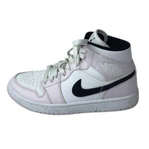 Nike Air Jordan 1 Mid Pink White Lace Up High Top Athletic Sneakers Shoes Sz 7.5